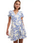 Фото #1 товара Brave Soul floral print wrap dress in blue & white