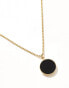 Фото #2 товара Lost Souls black disc pendant necklace in 18k gold plated