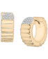 ფოტო #1 პროდუქტის Diamond Cluster Textured Small Huggie Hoop Earrings (1/10 ct. t.w.) in Gold Vermeil, Created for Macy's