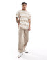 Threadbare oversized stripe t-shirt in light brown