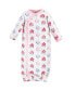 Фото #2 товара Baby Girls Baby Organic Cotton Side-Closure Snap Long-Sleeve Gowns 3pk, Floral Dot