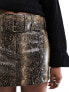 Mango snake print faux leather skirt in brown