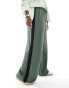 Фото #2 товара ASOS DESIGN Curve contrast panel wide leg pull on trouser in khaki