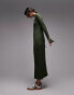 Фото #1 товара Topshop knitted funnel neck variegated rib maxi dress in green