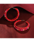 Women's Red Beaded Hoop Earrings