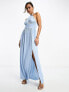 Фото #2 товара ASOS DESIGN halter neck grecian pleated skirt maxi dress in pastel blue