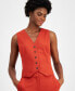 Women's Crepe Button-Front V-Neck Vest