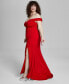 Фото #3 товара Juniors' Off-The-Shoulder Lace-Up Gown, Created for Macy's