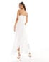 Kaiia linen look cami asymmetric hem maxi dress in white