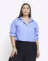 River Island Plus poplin cropped shirt in blue