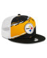 Men's Black Pittsburgh Steelers Tear Trucker 9FIFTY Snapback Hat