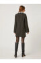 Фото #4 товара Gömlek Yaka Mini Elbise Taş Detaylı Uzun Kollu