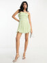 Фото #4 товара ASOS DESIGN pleat bandeau mini dress with flippy hem in sage