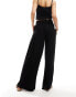 ASOS DESIGN shirred waist wide leg trouser in black Черный, 32 - фото #3