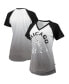 ფოტო #2 პროდუქტის Women's Black and White Chicago White Sox Shortstop Ombre Raglan V-Neck T-shirt