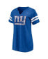 Фото #3 товара Women's Royal Distressed New York Giants Plus Size Logo Notch Neck Raglan Sleeve T-shirt