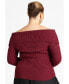 ფოტო #2 პროდუქტის Plus Size Ribbed Off The Shoulder Sweater