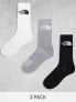 The North Face Simple Dome 3 pack logo socks in white grey and black M - фото #1