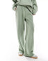 Фото #1 товара ASOS DESIGN Heavy weight straight leg jogger with pintuck in washed sage green