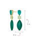 Unique Geometric Green Natural Amazonite Rhombus Teardrop Rectangle Multi Shape CZ 3 Multi-Tier Party Dangling Earrings in Gold Plated