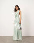 Фото #1 товара ASOS EDITION allover sequin deep cowl neck maxi dress in mint stripe print