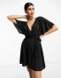 Фото #1 товара ASOS DESIGN short sleeve wrap mini pleat dress with belt