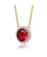 ფოტო #2 პროდუქტის Sterling Silver Two-Tone Cubic Zirconia Round Colored Necklace with Gold Link Chain