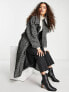 Фото #4 товара ASOS DESIGN Petite smart herringbone belted coat in black and white