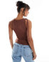 Фото #8 товара Pull&Bear frill detail sleeveless top in brown