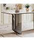 0.47" Thick Sintered Stone Composite Tempered Glass Top Dining Table With Stainless Steel Base