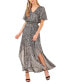 Фото #1 товара Women's Animal Print Smocked-Waist Flutter-Sleeve Maxi Dress