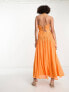 Фото #3 товара ASOS DESIGN Tall cutwork maxi slip dress with drawstring waist in orange