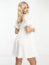 ASOS DESIGN Maternity broderie mini smock dress with curve seam in white