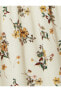 Фото #6 товара Платье Koton с цветочным узором, асимметричным кроем, оборками, короткими рукавами, V-образным вырезом, застежкой на пуговицы и подкладкой.