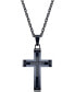 ფოტო #1 პროდუქტის Men's Black Diamond Accent Cross Pendant in Black Ion Plated Stainless Steel