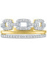 ფოტო #3 პროდუქტის Diamond Double Row Chain Link Statement Ring (3/8 ct. t.w.) in 14k Gold-Plated Sterling Silver