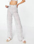 In The Style x Billie Faiers beach high waist trouser co-ord in white zebra print