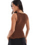 Фото #3 товара ASOS DESIGN textured slash neck top in chocolate