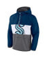 ფოტო #3 პროდუქტის Men's Deep Sea Blue Seattle Kraken Flagrant Foul Anorak Raglan Half-Zip Hoodie Jacket