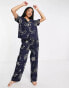 Фото #6 товара ASOS DESIGN modal horoscope shirt & trouser pyjama set in navy