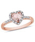 ფოტო #1 პროდუქტის Morganite and Diamond Halo Heart Ring