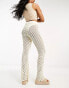 Threadbare crochet wide leg trousers co-ord in cream