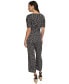 Фото #2 товара Women's Printed Ruched-Sleeve Cropped Jumpsuit