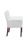 Фото #1 товара White Leather Executive Side Reception Chair With Mahogany Legs