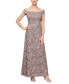 Women's Off-The-Shoulder Soutache Sequined Gown