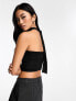 New Look slinky jersey bandeau with neck tie in black