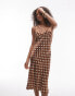 Фото #2 товара Topshop vintage spot awkward length slip in brown