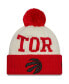 Фото #1 товара Men's Red, Cream Toronto Raptors 2022 NBA Draft On The Court Cuffed Knit Hat with Pom