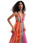 Mango stripe v neck maxi dress in multi