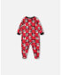 Baby Boys Baby Organic Cotton One Piece Pajama Red Printed Santa